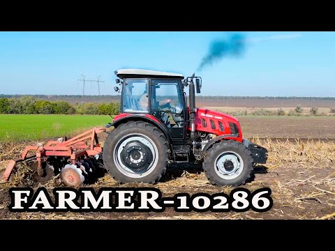 Видео: Трактор FARMER-10286 первый день в поле! Кран манипулятор GENERAL.