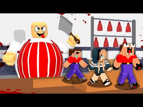 Видео: СТРАШНЫЙ МЯСНИК ОХОТИТСЯ НА НАС! ПОБЕГ ИЗ МЯСНОЙ ЛАВКИ В ROBLOX