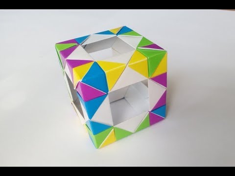 Видео: Цветной кубик оригами, Colored origami cube