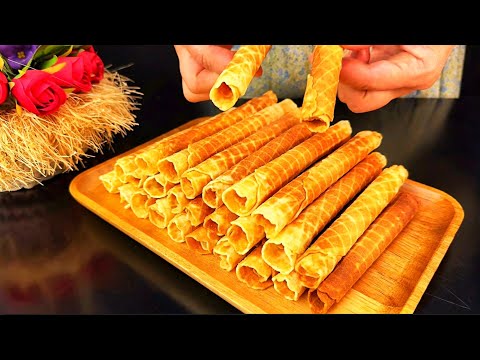 Видео: Вкусные и хрустящие вафельные рулетики! Популярное лакомство для больших и маленьких!