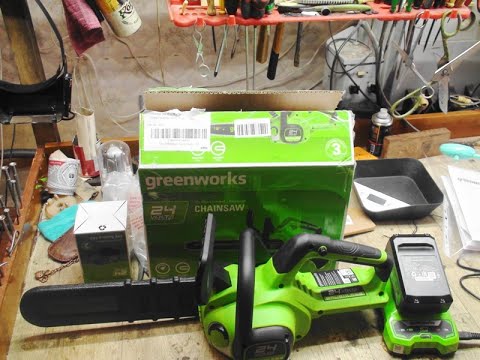 Видео: Аккумуляторная цепная пила Greenworks GD24CS30,24v, 30см.  ЧАСТЬ №1. ОБЗОР.
