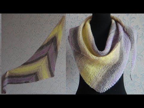 Видео: Бактус / треугольная шаль / спицами. Bactus knitting