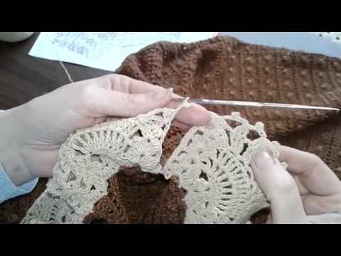 Видео: Платье крючком "Квадратики" (платье №6 из опроса). Часть 10. Воротник (8-9 ряды).