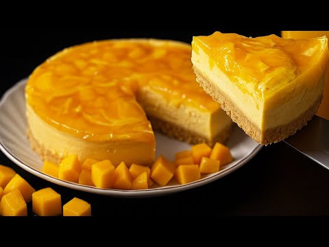 Видео: Манговый чизкейк без выпечки 🍋 Кремовый и освежающий десерт как рай!