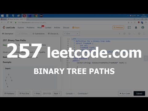 Видео: Разбор задачи 257 leetcode.com Binary Tree Paths. Решение на C++