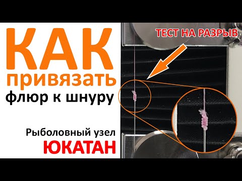 Видео: Как привязать флюр к шнуру ❘ Рыболовный узел Юкатан ❘ Тест на разрыв рыболовных узлов