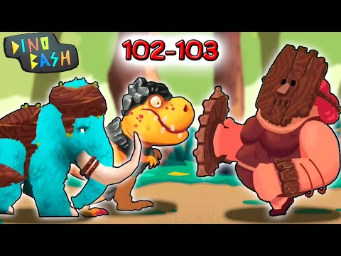 Видео: Мамонт и Тирекс против Тети Моти DINO BASH Атака Троглодитов #37 ВИДЕО про динозавров dinosaurs