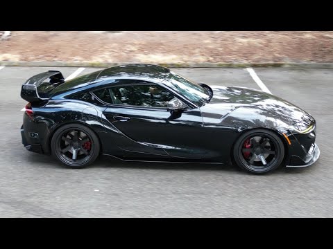 Видео: Установка карбоновых обвесов на MK5 Toyota Supra GR A90 B58 diffuser spoiler side skirt