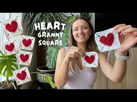 Видео: Урок по вязанию крючком сердечка в стиле «бабушкин квадрат» | пошаговый и простой узор для начина...