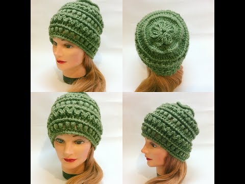 Видео: Шапка крючком с интересной макушкой.Crochet cap