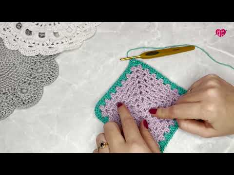 Видео: Смотрите как просто начать новый цвет в бабушкином квадрате