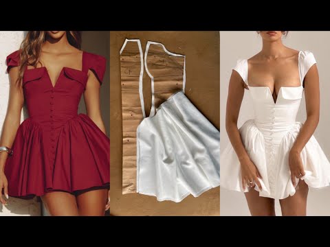 Видео: Как сшить это модное мини-платье со сборками по бокам // Урок по составлению выкройки и раскрою.