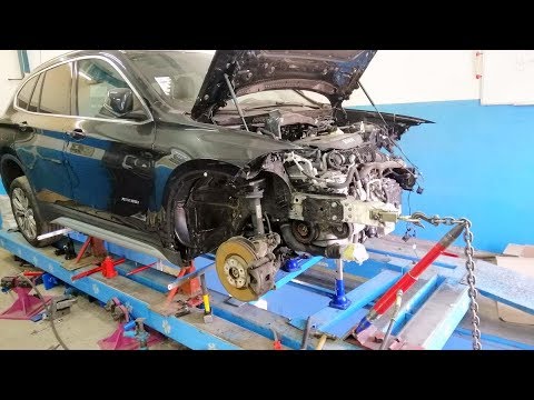 Видео: BMW X1.  Вытяжка лонжеронов.