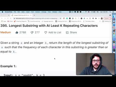 Видео: Longest Substring with At Least K Repeating Characters @ Алгосики для самых маленьких, s3e2