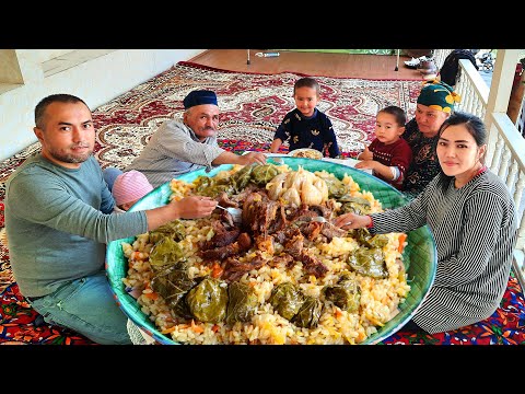 Видео: Настоящие узбекские ПЛОВ с виноградными листьями | Tok oshi | Uzbek pilaf with grape leaves