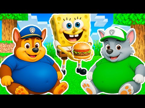 Видео: ЩЕНЯЧИЙ ПАТРУЛЬ стали ТОЛСТЫМИ съели ВСЕ КРАБСБУРГЕРЫ СПАНЧ БОБА в МАЙНКРАФТ