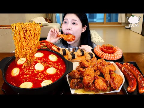 Видео: ASMR MUKBANG| Огненно-острый Рамен, Свежее Кимчи (Готджори), Жареная курица, Сосиска, Рисовые шарики