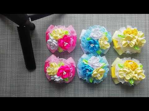 Видео: Яркие, летние бантики из репсовой ленты и кружева. #Канзаши.