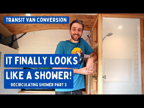 Видео: Душевая кабина для кемпервэна с ПВХ-плиткой (душ с рециркуляцией воздуха, часть 3) | Переделка в ...