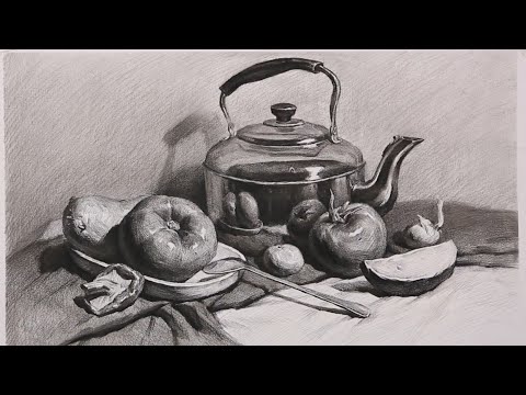 Видео: Как нарисовать натюрморт с угольным карандашом