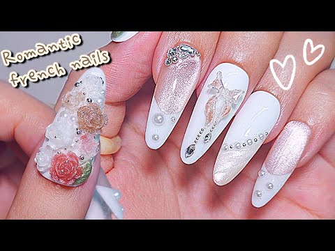 Видео: Свадебный сезон? Розы🌹✨ Белый французский маникюр - полный урок💅