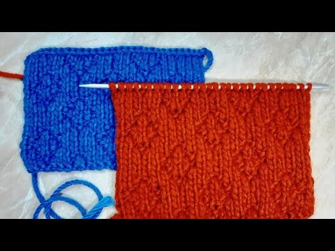 Видео: Узор спицами лицевыми и изнаночными петлями. Pattern with front and back loops