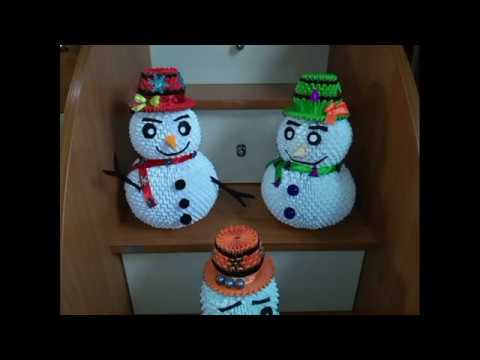 Видео: модульное оригами очень красивый снеговик игрушка на новый год snowman (мастер класс)