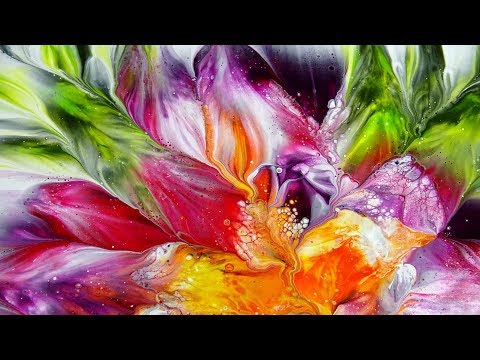 Видео: (83) Эксперимент с пластиковой банкой на холсте / Цветочный мак