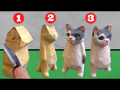 Видео: 4 шага для ЛЕГКО ВЫРЕЗАТЬ ЗАМЕЧАТЕЛЬНОГО КОТА, лепка КОТА, РЕЗЬБА ПО ДЕРЕВУ для начинающих