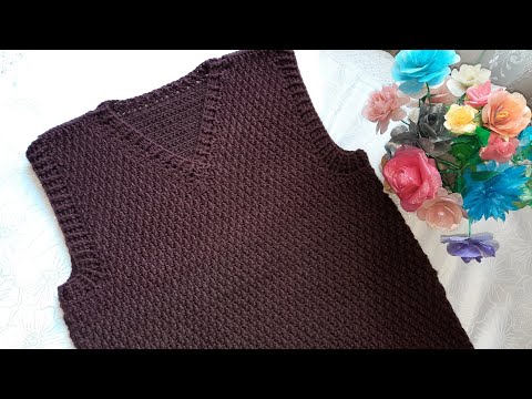 Видео: 2 ķисм. Эркаклар нимчаси крючокда/Erkaklar nimchasi kryuchokda/Мужская безрукавка крючком