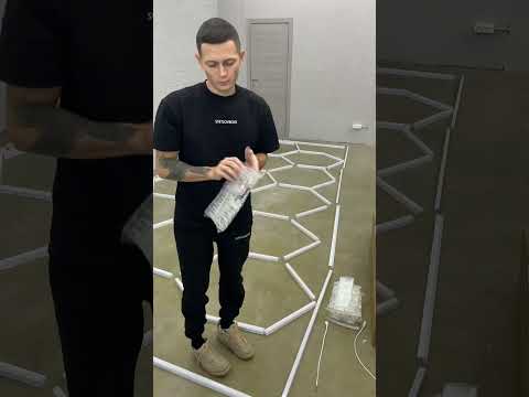 Видео: Комплект светодиодных светильников 2430х4835мм / PX-02002. Соты в рамке