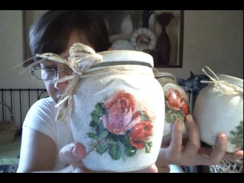 Видео: Ольга Сухова. Декупаж стеклянных баночек