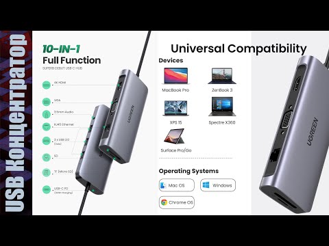 Видео: USB-концентратор UGREEN 10 в 1 / Тестируем на ПК