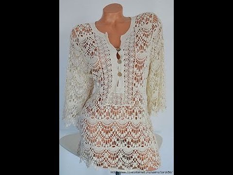 Видео: Летняя ажурная туника часть 1(схема+ образец+расчет) Summer openwork tunic part 1