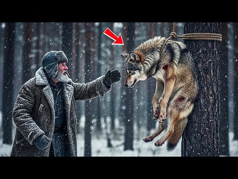 Видео: Волк висел на верёвке среди метели — но вера старика сотворила чудо