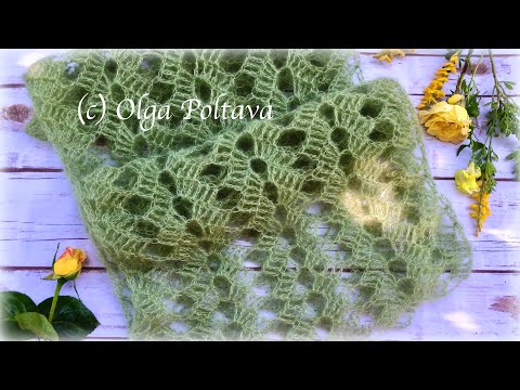 Видео: Как связать крючком ажурный шарф из мохера с гофрированной нитью, пряжа Drops Kid Silk, видеоурок...