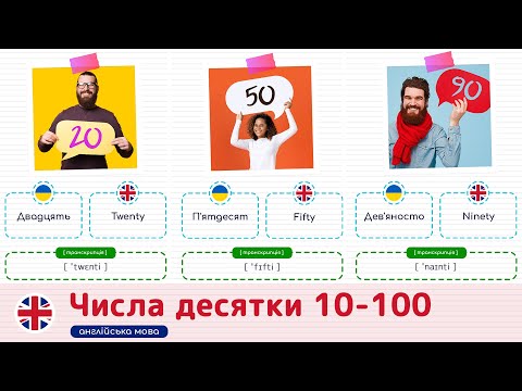 Видео: Числа дестяки від 10 до 100 англійською мовою. Англійська мова для початківців.