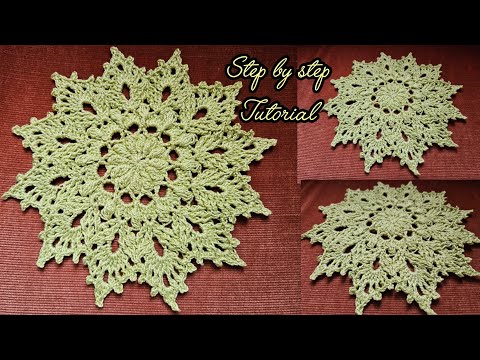 Видео: Beautiful crochet doily #step-by-step #tutorial [Eng Sub] Ажурная салфетка крючком подробный #МК