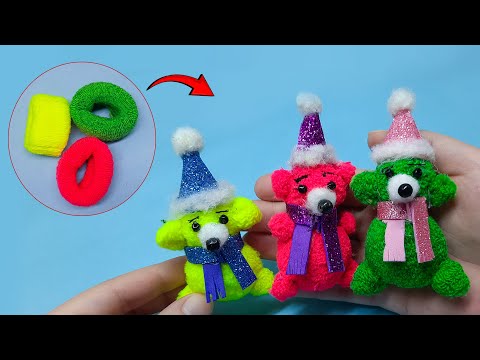 Видео: Милый плюшевый мишка из эластичных резинок для волос | Милый брелок для ключей в виде куклы, кото...