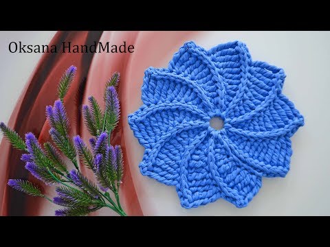 Видео: Подставка крючком из трикотажной пряжи. Мастер класс. Crocheted stand.