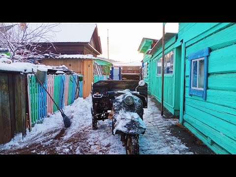 Видео: Вывозим снег на трехколёсном аппарате!