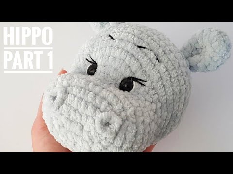Видео: Мастер-класс по вязанию крючком бегемота — голова и уши