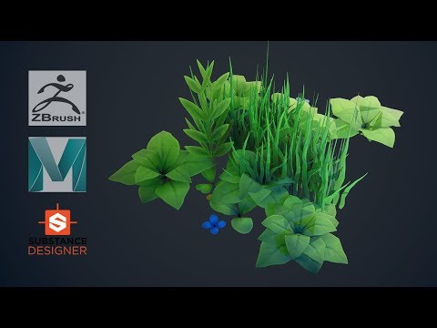 Видео: Как сделать стилизованные растения и траву -Zbrush, Maya, Susbtance Designer