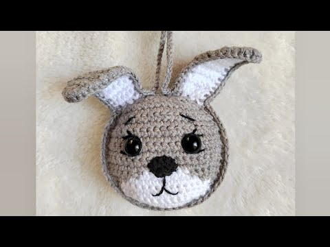 Видео: Заяц/кролик крючком. Плоский новогодний шар.  Елочная игрушка или магнитик. Crochet rabbit amigurumi