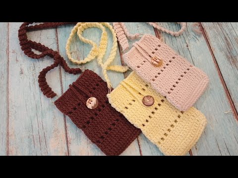 Видео: Сумочка для телефона. Мастер-класс по вязанию крючком.