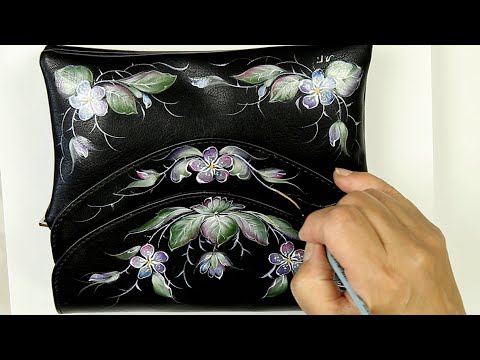 Видео: Роспись кожаной сумки акрилом. Художник Лариса Гончарова