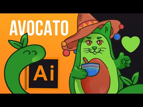 Видео: Рисуем кота Авокадо в Adobe Illustrator. Обсуждаем Вопросики. Векторная графика