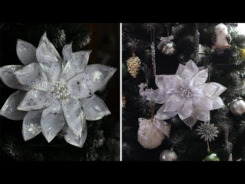 Видео: БОЛЬШОЙ цветок на ЁЛКУ как сделать ОЧЕНЬ ПРОСТО без шитья. A beautiful bow is VERY SIMPLE DIY