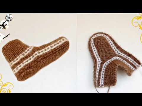Видео: следки тапочки спицами для женщин и мужчин. часть3/3
