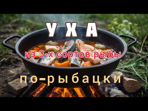 Видео: Уха из 3 сортов рыбы на огне, по-рыбацки. Пошаговый рецепт приготовления #уха #рыбалка #рецепт #еда